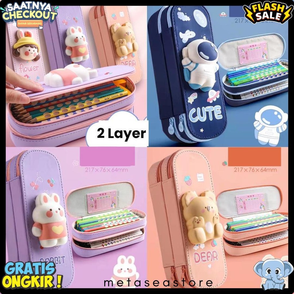 

Kotak Pensil 3D Squishy Tempat Pensil Hardcase Waterproof Pencil Case Anak Lucu 2 Tingkat 2 Lapis Diskon