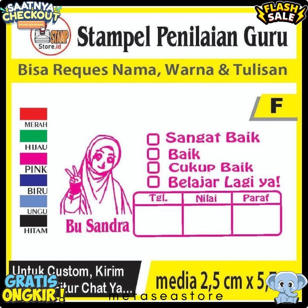 

Stempel Penilaian/Ganti Nama, Gambar Dan Warna/Cap Guru/Stampelbuguru Diskon Setengah Harga