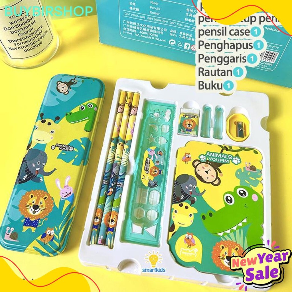 

Alat Tulis Set Paket Komplit 7 In 1 / Stationery Complete Lengkap / Kotak Pensil Anak / Souvenir Hadiah Kado / Sekolah Karakter Kartun Lucu Animal Hewan / Perlengkapan Tulis / Tempat Pensil Diskon Setengah Harga