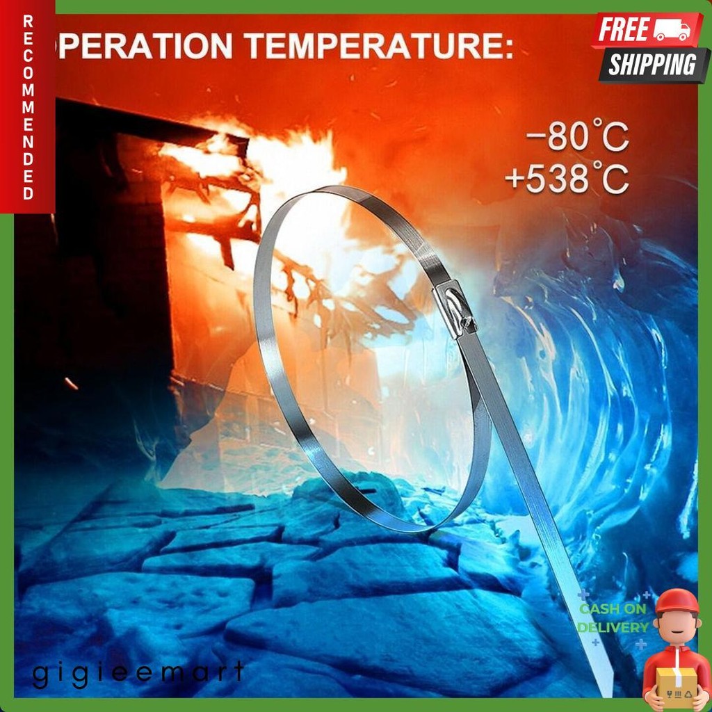 

50Pcs 15/20/30Cm Kabel Ties Stainless Steel Cable Ties Kabel Tis Steel 304 Diskon