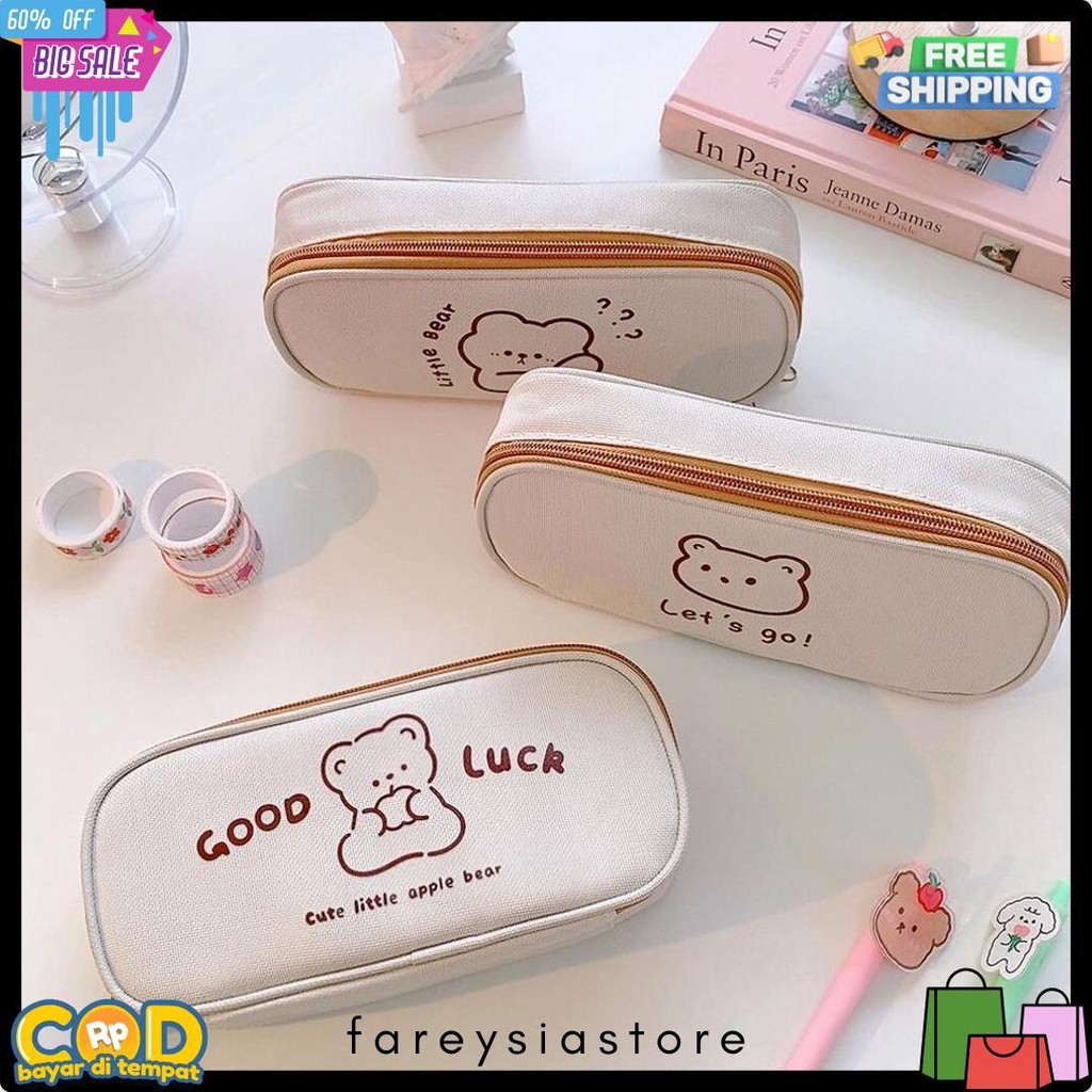 

[Miloli] Kotak Pensil Bear Cartoon Kanvas Minimalis Aesthetic Korean Style Stationery - F0204 Flash Sale! Diskon Hingga 70%