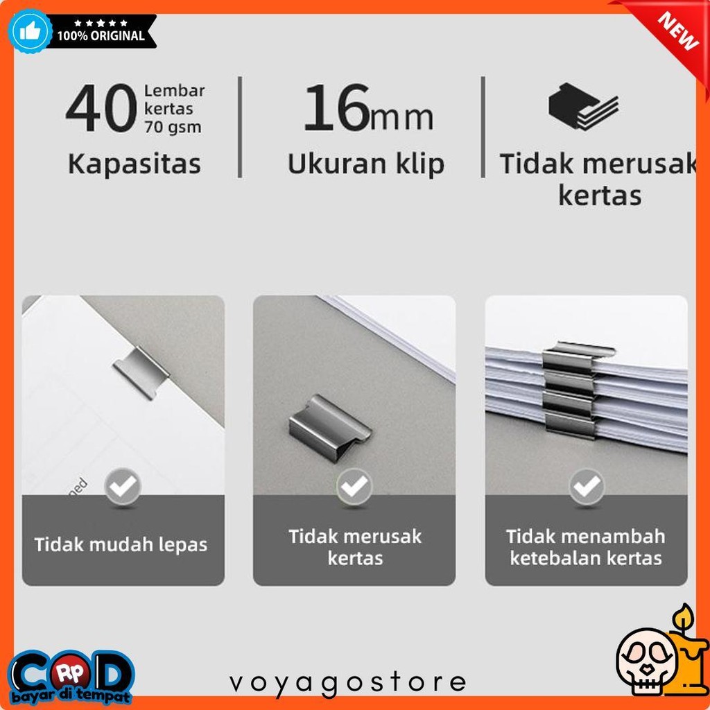 

Nusign Fastener / Binder Clip / Penjepit Kertas Otomatis Gratis 8 Buah Clip Ns085 Diskon Setengah Harga