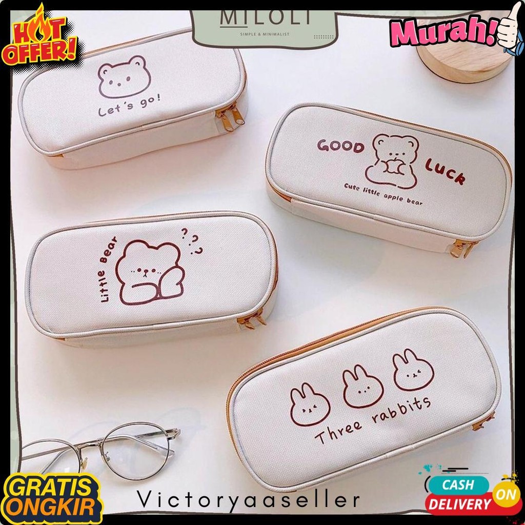 

[Miloli] Kotak Pensil Bear Cartoon Kanvas Minimalis Aesthetic Korean Style Stationery - F0204 Flash Sale! Diskon Hingga 70%