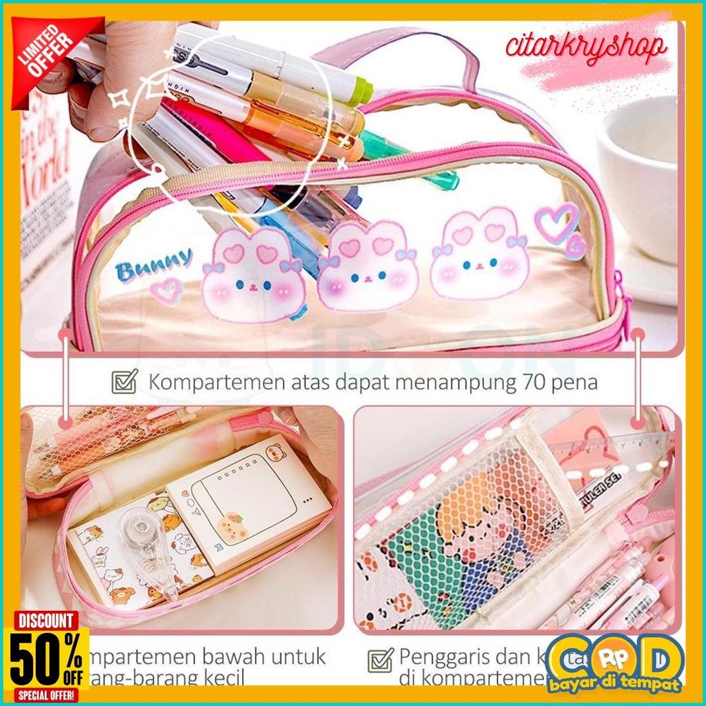 

Idoon Pencil Case Transparan Korea Tempat Pensil Besar Dua Lapis Kotak Pensil Tempat Pola Hewan Lucu Terlaris! Produk Ini Banyak Dicari
