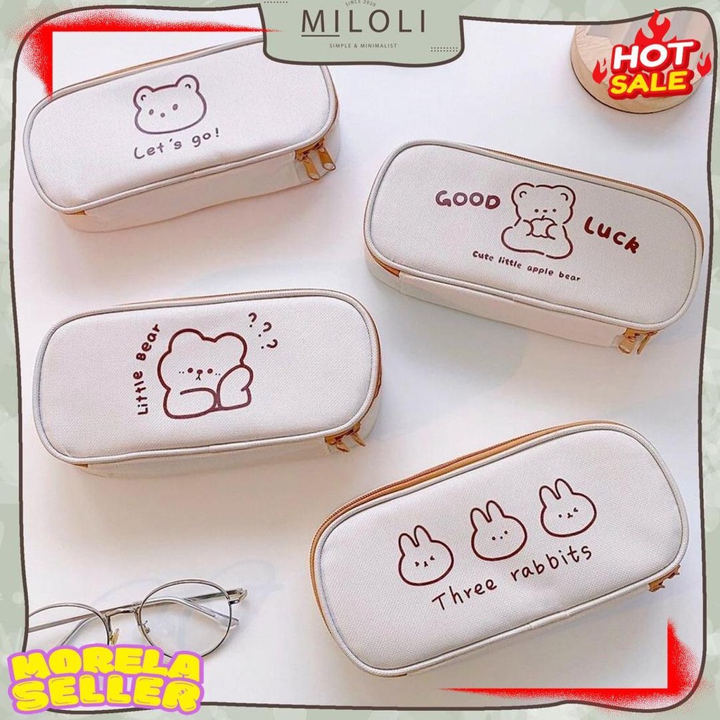 

[Miloli] Kotak Pensil Bear Cartoon Kanvas Minimalis Aesthetic Korean Style Stationery - F0204 Diskon Setengah Harga