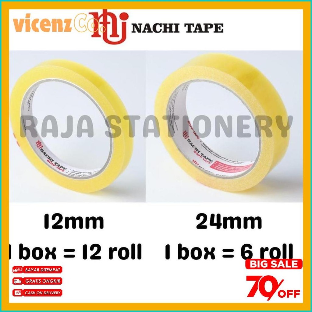 

Nachi Stationery Tape 12Mm 24Mm Selotip Solatip Lakban Solasi Isolasi Nachi [1 Box] Terlaris! Produk Ini Banyak Dicari