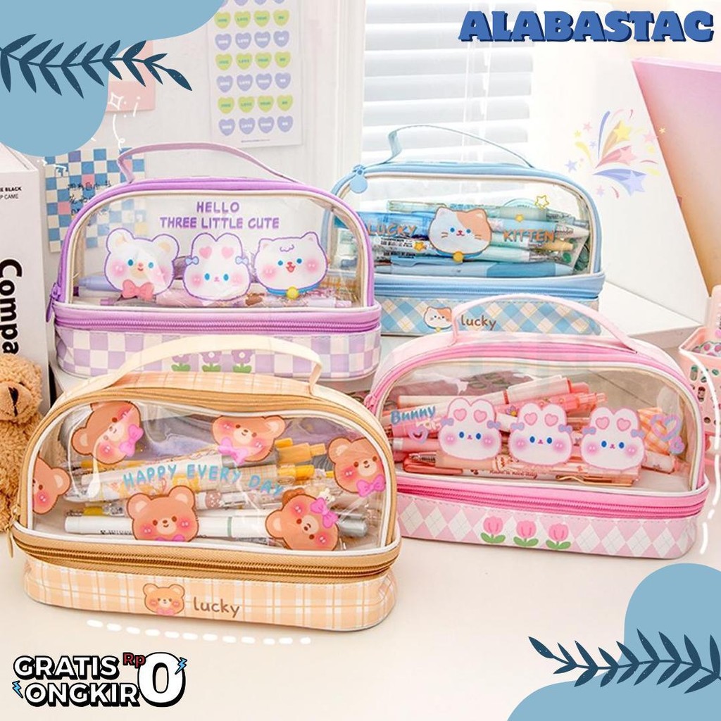 

Idoon Pencil Case Transparan Korea Tempat Pensil Besar Dua Lapis Kotak Pensil Tempat Pola Hewan Lucu Terlaris! Produk Ini Banyak Dicari