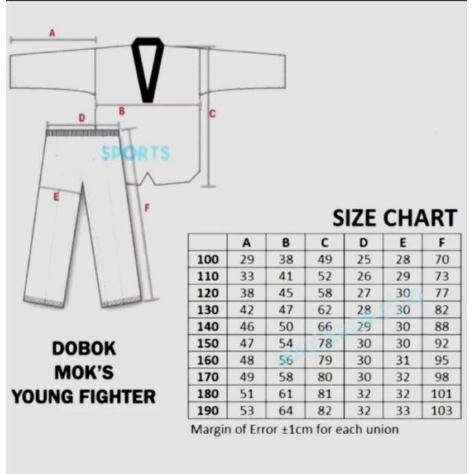 Baju seragam Taekwondo/DOBOK moks pemula MOK'S kerah putih/merah hitam