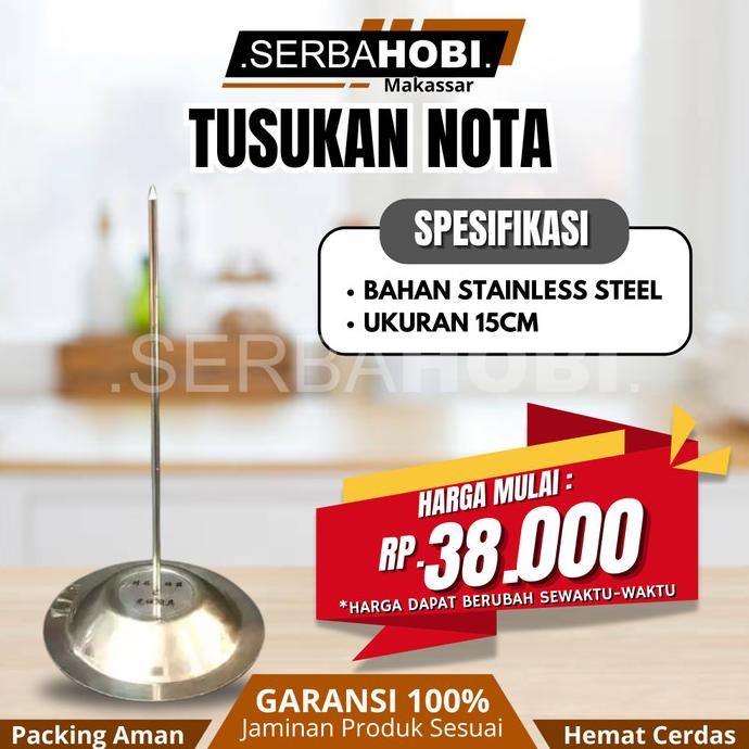 

((((()paling dicari] Tusukan Nota / Bell Meja / Bill Holder Tab Grabber Penjepit Kertas Bon Stainless Steel