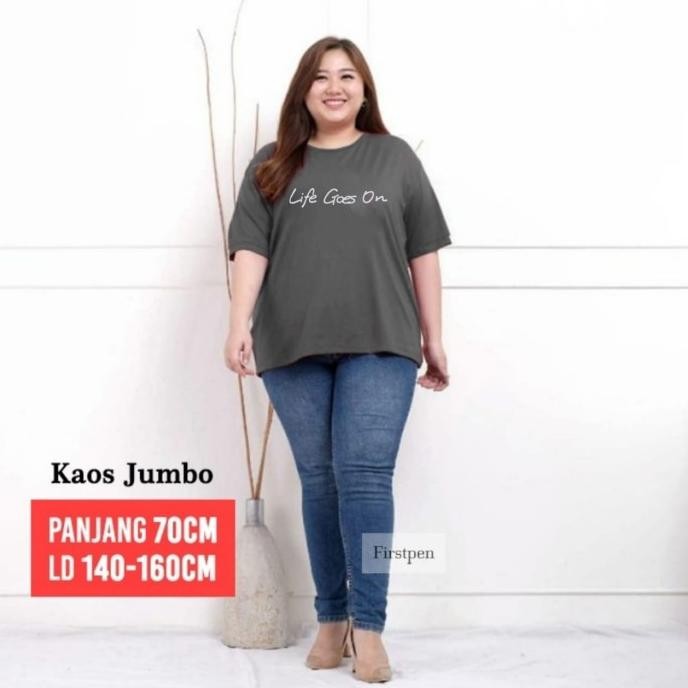 New Atasan Kaos Oblong Wanita Super Jumbo Bigsize Ukuran Besar Ld 130-160