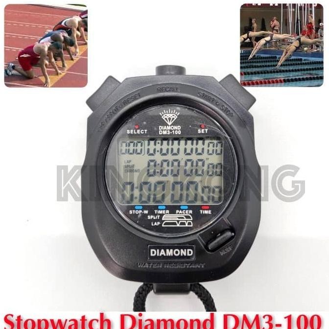 Stopwatch Diamond Original 100 Memory Digital Olahraga