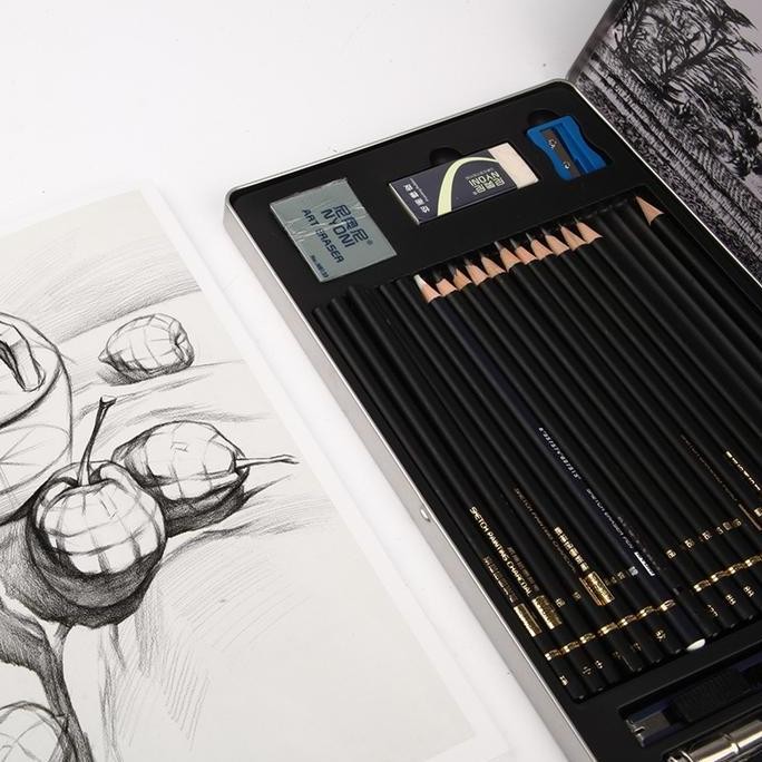 

Baru Nyoni Drawing Pencil Gambar Set 29Pcs Drawing Sketch Pencil Set Tin Box Pensil Gambar Premium