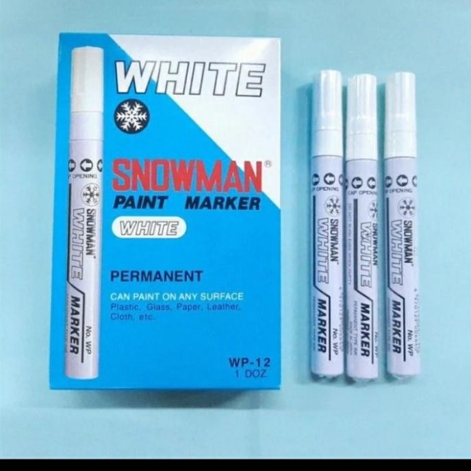 

TERMURAH - spidol putih permanent snowman paint marker WP-12 ( isi 12 pcs/ pack )