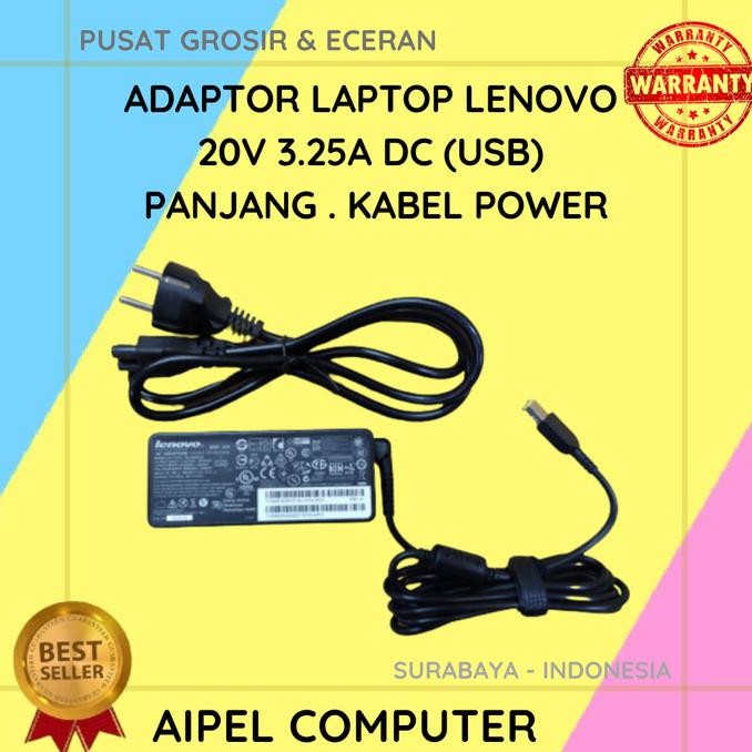 Lenovo20325Upkp | Adaptor Laptop Lenovo 20V 3.25A Dc (Usb) Panjang . Kabel Power New Stok