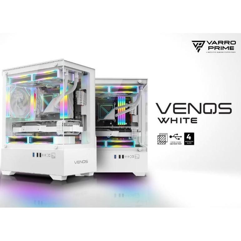 Promo Casing Varro Venqs Black / White + 3 Fan Rgb Matx