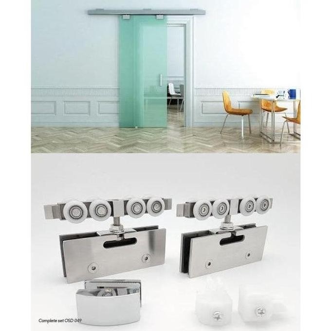 Glass Sliding Roller Clamp Kaca Sliding Etalase Showcase Kaca Sliding