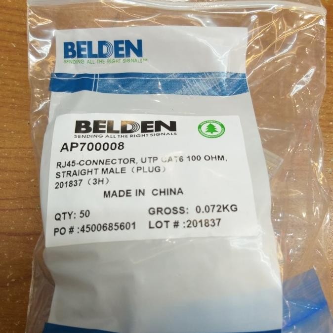 TERMURAH - RJ 45 cat 6 belden / rj 45 belden / belden / konector cat 6 belden