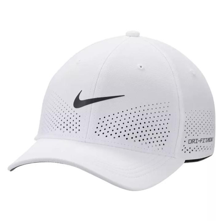 (100% Original) Nike Dri-Fit Adv Rise Structured Swooshflex Cap White Black Sports Topi Training Fit