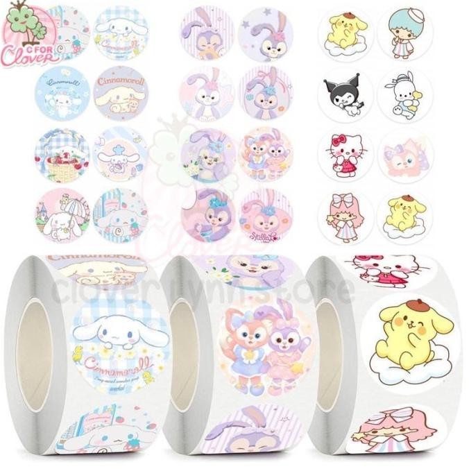 

ryu-56 STICKER 500 PCS/ROLL CUTE CHARACTER PICTURE bulat stiker gulung lucu Berkualitas