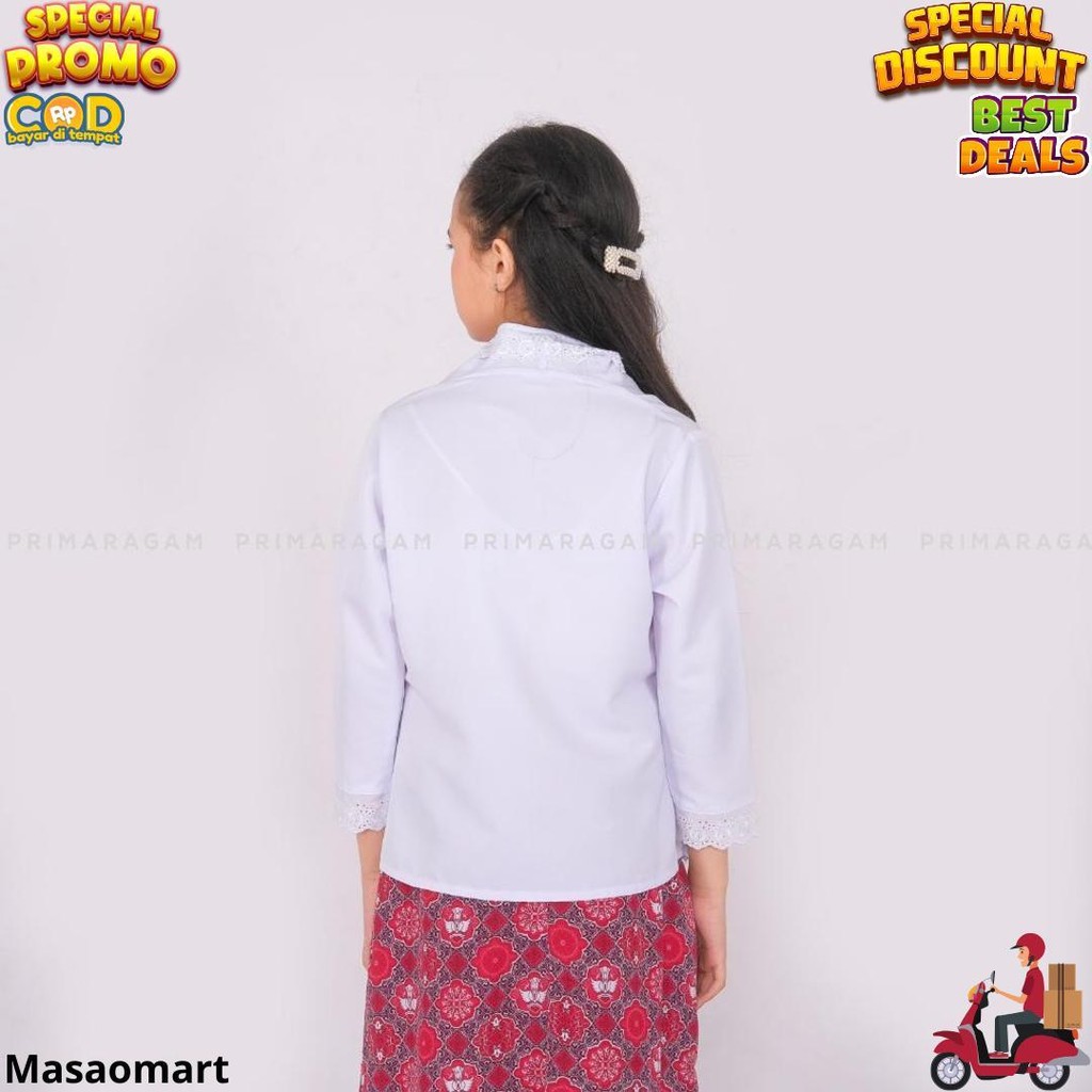 Primaragam Kebaya Anak Perempuan Modern Sd Smp Sma Atasan Baju Sekolah Adat Sunda Encim Putih Terlar