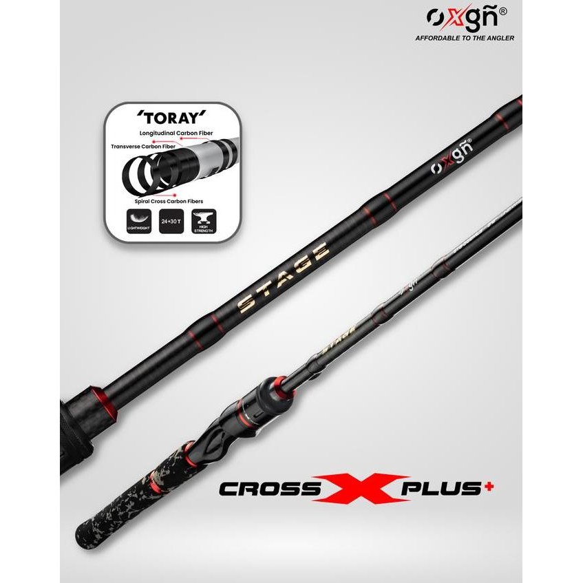 Grosir Joran Pancing Spinning Oxgn Stage 562 & 602| 8 - 17 Lb | 165 & 180 Cm Fuji Ring Solid Carbon 