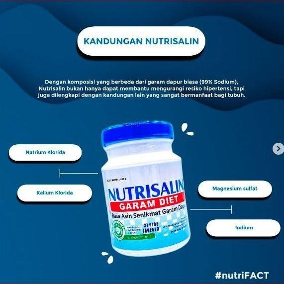 

Nutrisalin Garam Sehat untuk Diet dan Hipertensi/Darah Tinggi 400 gram murah