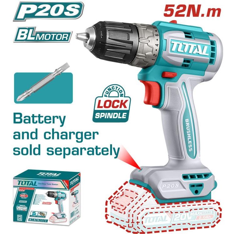 TOTAL Brushless cordless drill TDLI204531 - Bor cordless (unit only) murah
