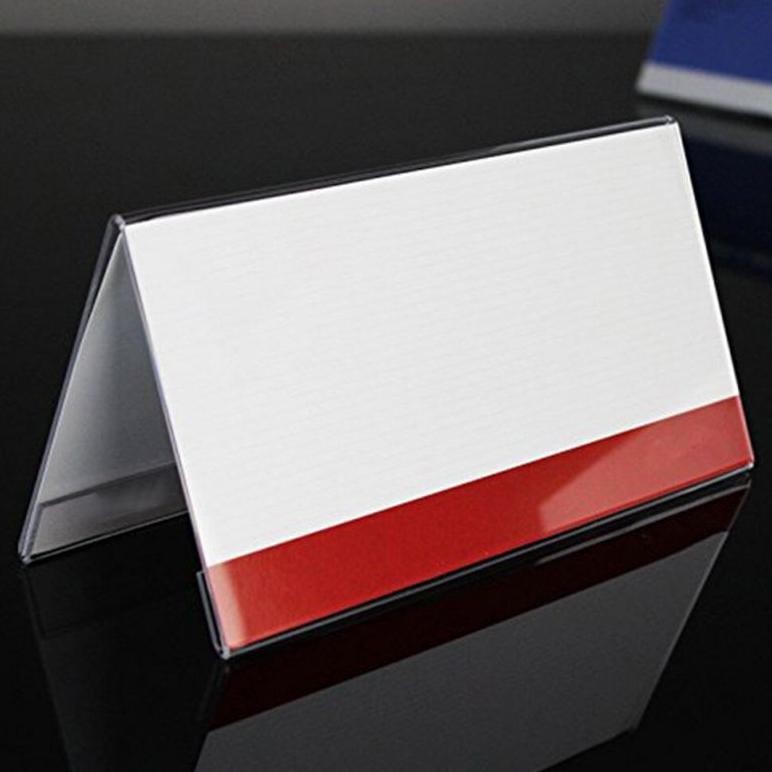 

jy-6 5pcs Nama Meja 8x20cm 2 Sisi Name Desk Akrilik Papan Nama V-Shaped Name Plate Tag Hemat