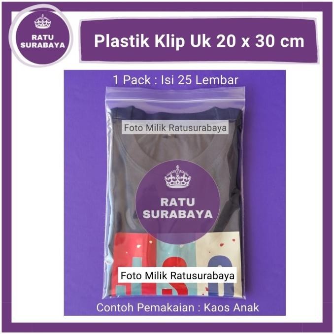 (Good) Plastik Zip Lock 20x30 Klip Ziplock Baju Clip Zipper Bening isi 25 pcs