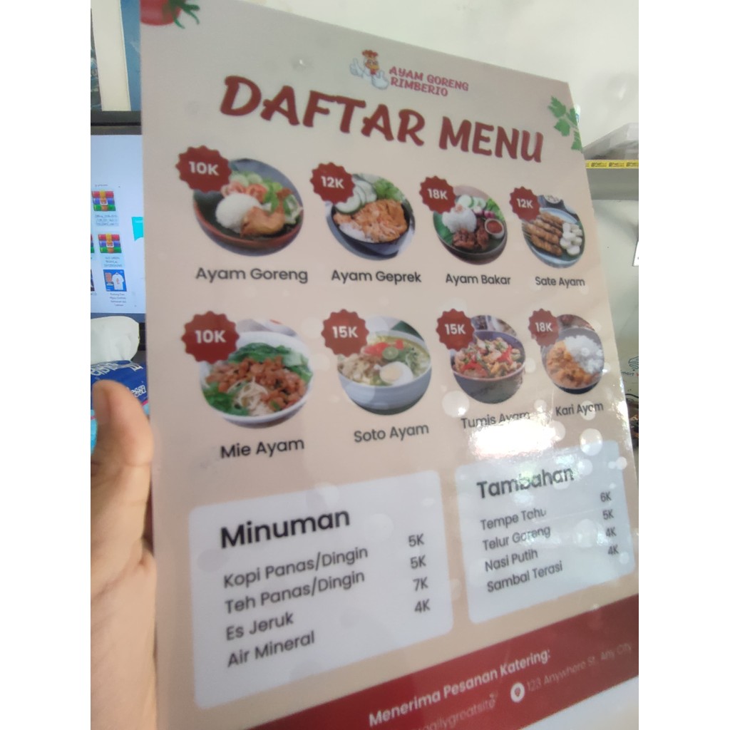 

Cetak Daftar Menu PVC/Cetak Daftar Menu Board/Papan Menu/Menu Resto bahan PVC board Tebal Berkualitas