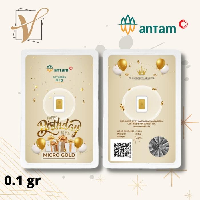 Logam Mulia Antam Hartadinata Micro Gold 0.1 Gram Birthday Gold Original Dan Terpercaya