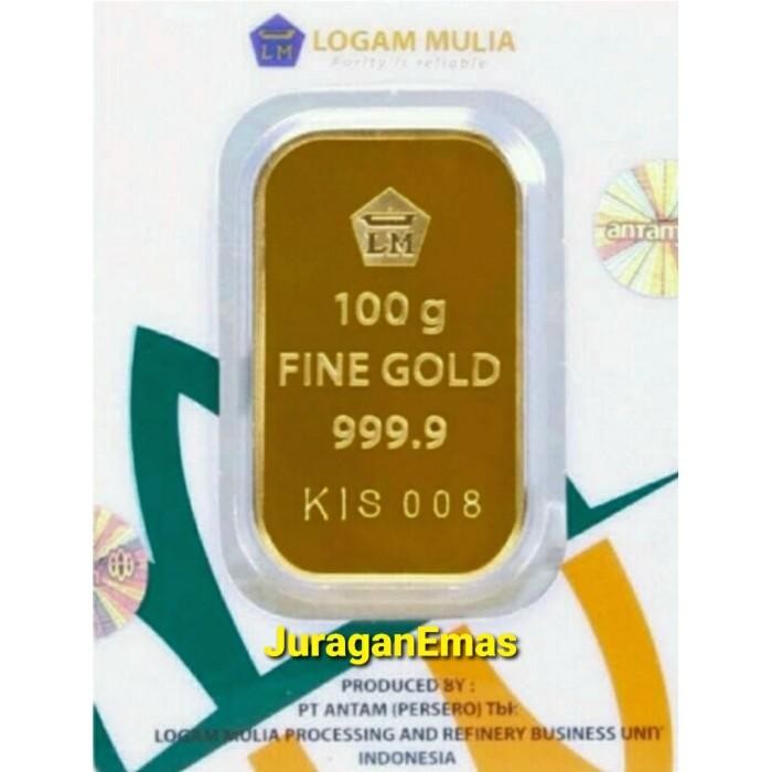 100 Gr (Gram) Press Hijau Logam Mulia/Lm/Emas Batangan Antam Original Dan Terpercaya