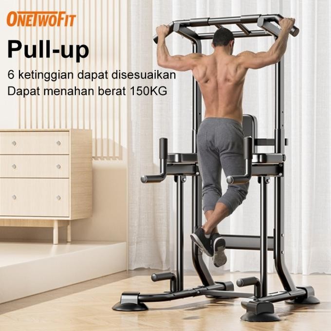 Onetwofit Multi-Function Adjustable Chin Up Bar Power Tower Pull Up