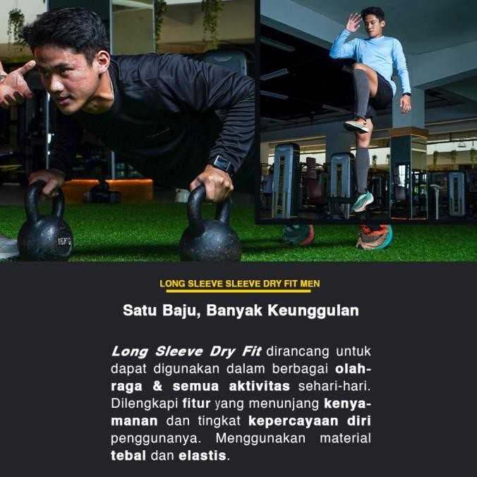 Tiento Kaos Dryfit Lengan Panjang Baju Olahraga Running Gym Fitness