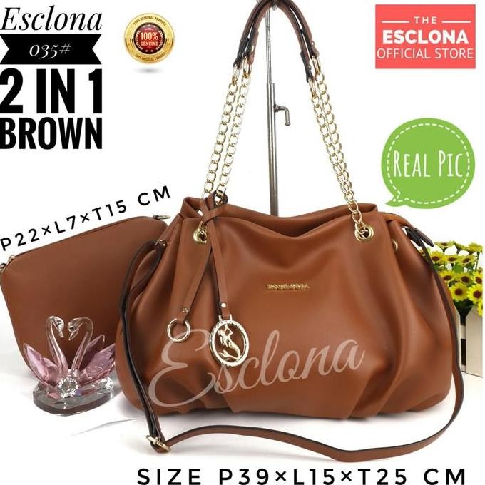 Murah Esclona Tas Wanita Original E035 Bahu Shoulder Batam Selempang Cewek Branded Fashion Murah Pre
