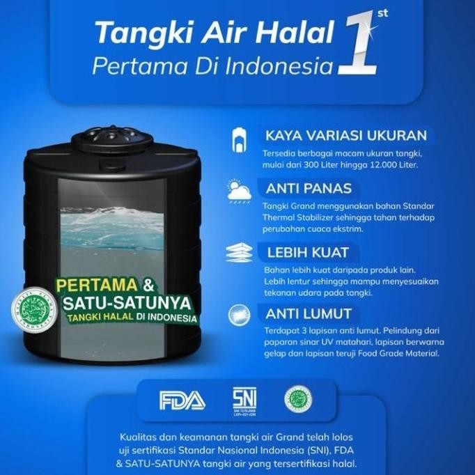Spesial Toren Tangki Tandon Air Grand Gbl 300 Liter 250 Liter Tedmond Garansi