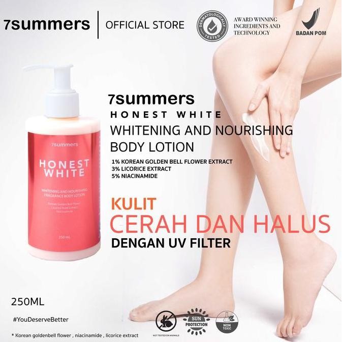 7SUMMERS Honest White Whitening & Nourishing Body Lotion Fragrance Whitening, Mencerahkan Korean Gol