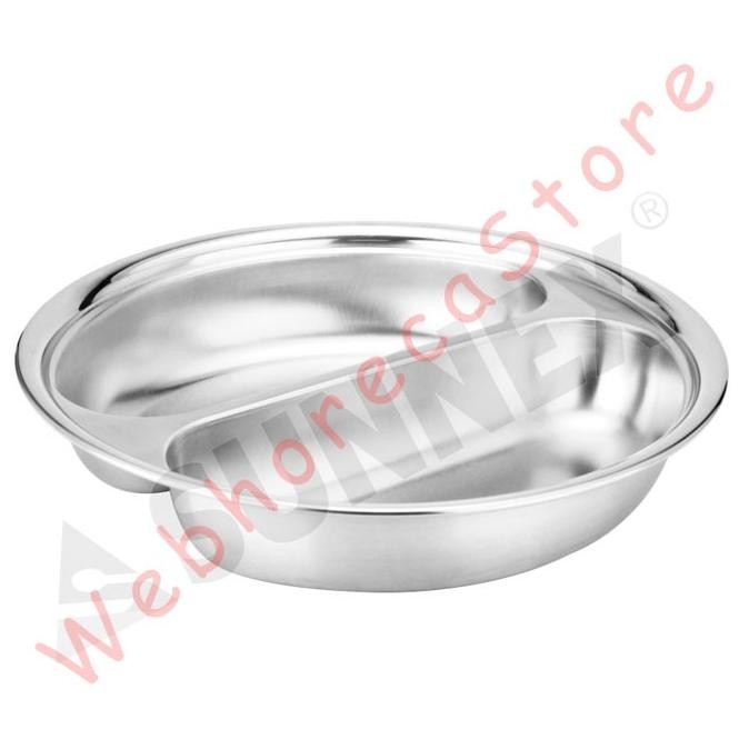 Sunnex Insert Round Food Pan 2X2.5L/ Prasmanan Stainless 36Cm Sekat
