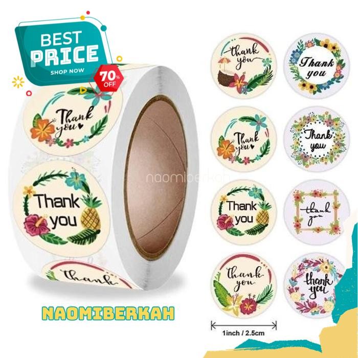 

KUALITAS PRODUK TERBAIK STICKER STIKER TEMPEL TEMPELAN THANK YOU TERIMA KASIH SEAL LABEL KERTAS 1 ROLL ISI 500 PCS BULAT BUNGA KUCING GELAS BY NAOMI BERKAH !!