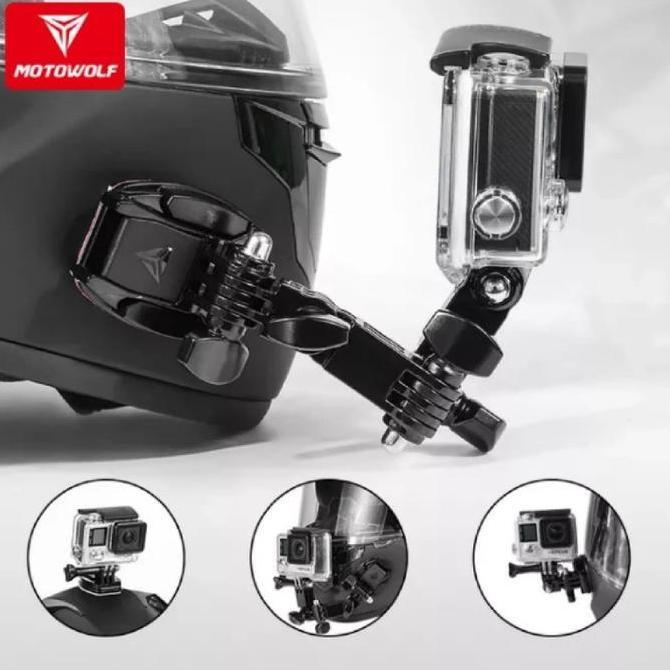 MOUNTING ACTION CAM HELM MOTOVLOG MOTOWOLF DUDUKAN KAMERA MOTO VLOG 2104T