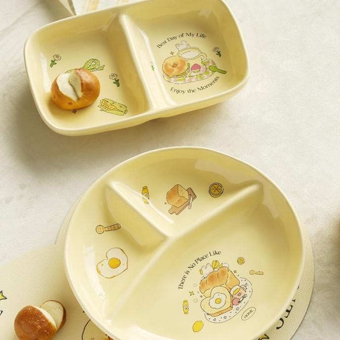 Promo Piring Sekat Keramik / Piring Keramik Estetik Lucu Tahan Panas