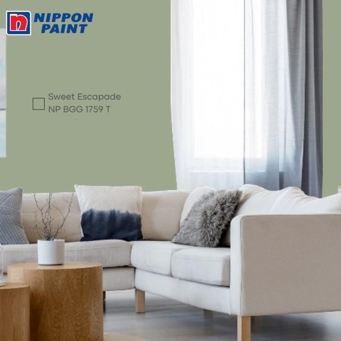 NIPPON PAINT CAT TEMBOK EKSTERIOR & INTERIOR SWEET ESCAPADE NP BGG 1759 T HIJAU SAGE SPOTLES WEATHER