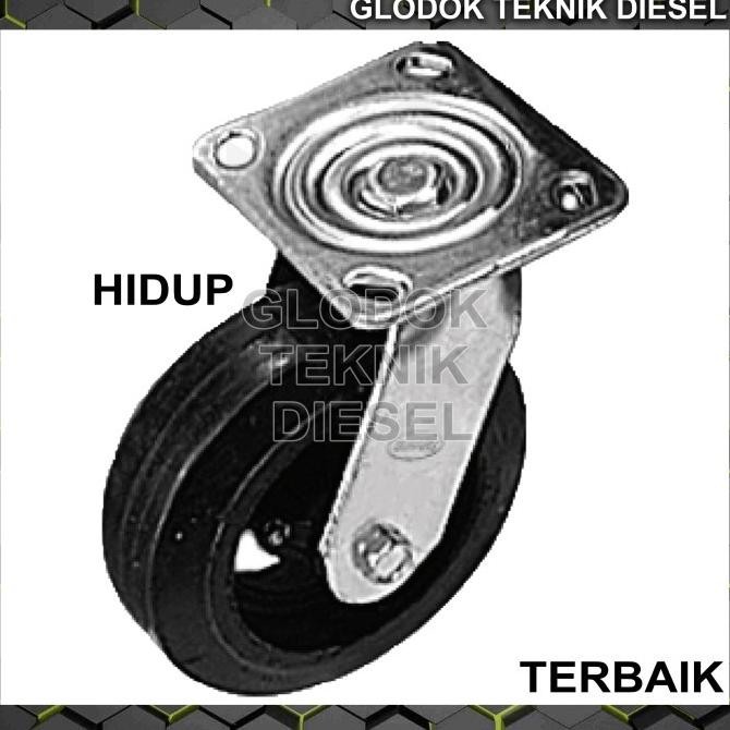 Roda Karet Etalase Trolley Troli 5" Inch Heavy Duty Rem Hidup Mati Hd New Stok