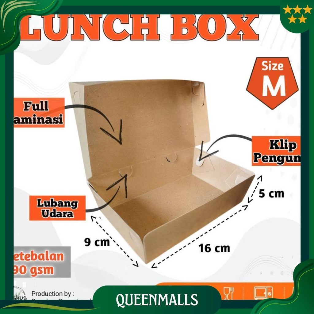 

Lunch Box Paper Kraft 290 Gsm Cokelat Size Xs S M L / Box Kertas Makanan / Box Serbaguna Ori