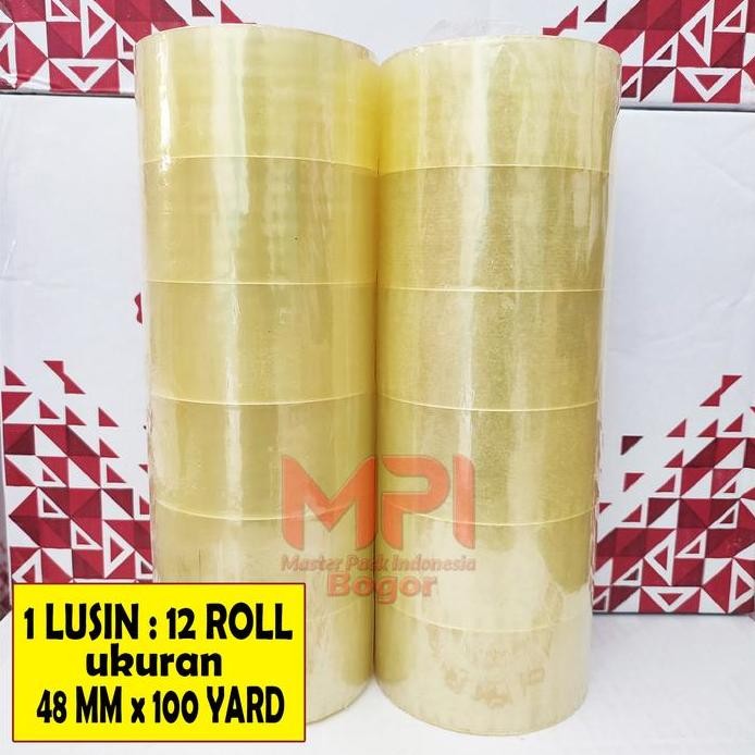 

1 Lusin / 12 Roll - Lakban Bening Mpi 48 Mm X 100 Yard - Lakban Untuk Packing - Master Pack Indonesia Bogor Baru