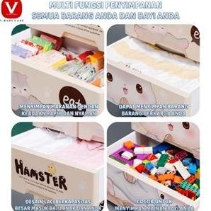 V-BABY CARE Lemari plastik / lemari plastik premium/lemari pakaian anak/lemari pakaian berkartun/lem