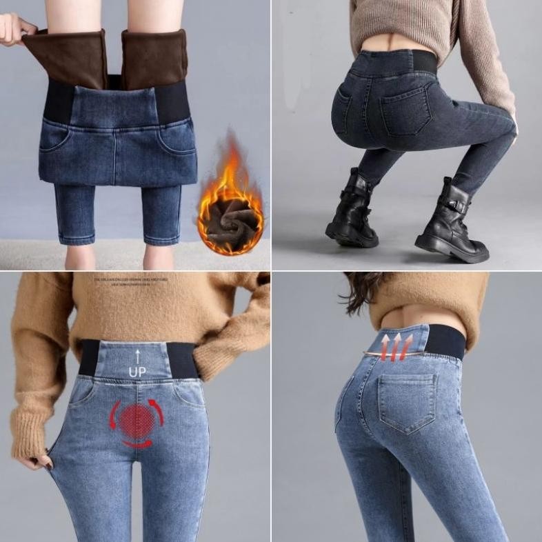 Promo Celana Jeans Musim Dingin Wanita / Celana Musim Dingin / Celana Winter / Celana Thermal 01 Mur