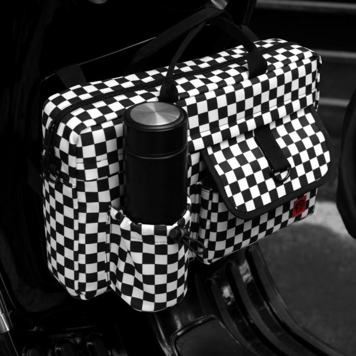 Vespa Bag Checkerboard Hitam Putih Tas Bagasi Vespa Tas Vespa By Isnot Helmet || Aksesoris Vespa Mat
