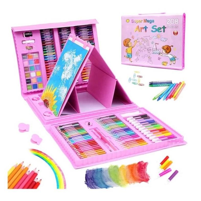

Un04 ART SET CRAYON ANAK ISI 208pcs JUMBO PENSIL WARNA MELUKIS MEWARNAI Premium