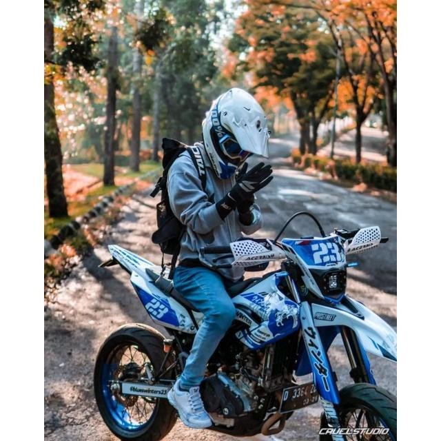 Decal Stiker Motor Yamaha Wr 155 R Full Body Supermoto Putih Biru Keren Bebas Design Original Dan Te